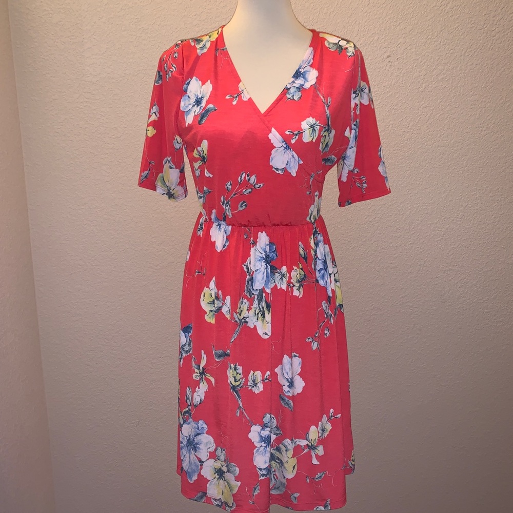 STITCH FIX Gilli Floral Print Coral Dress
